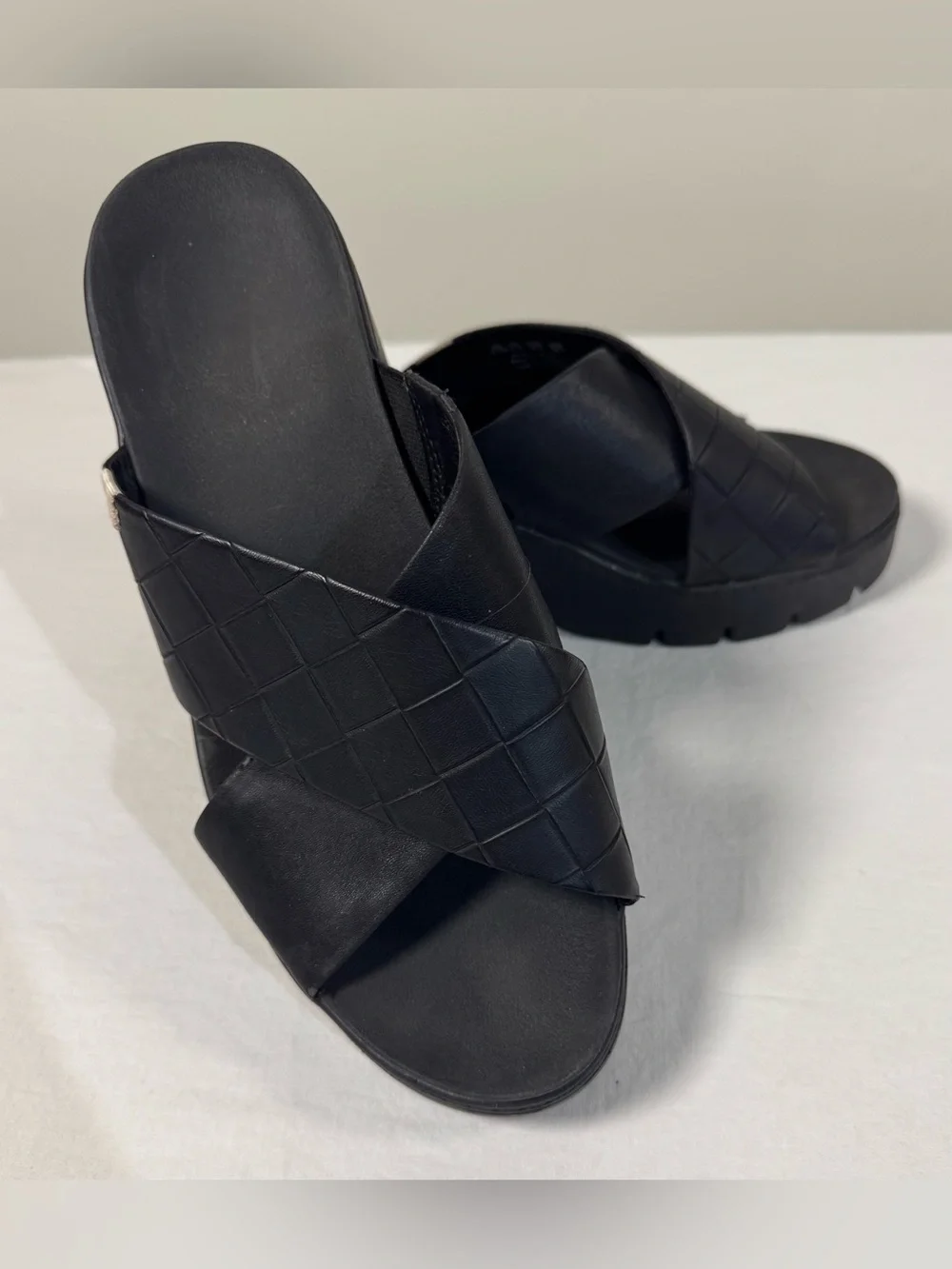 Dr scholls Black platform‎ slides sandals checkin high criss cross women’s 8.5